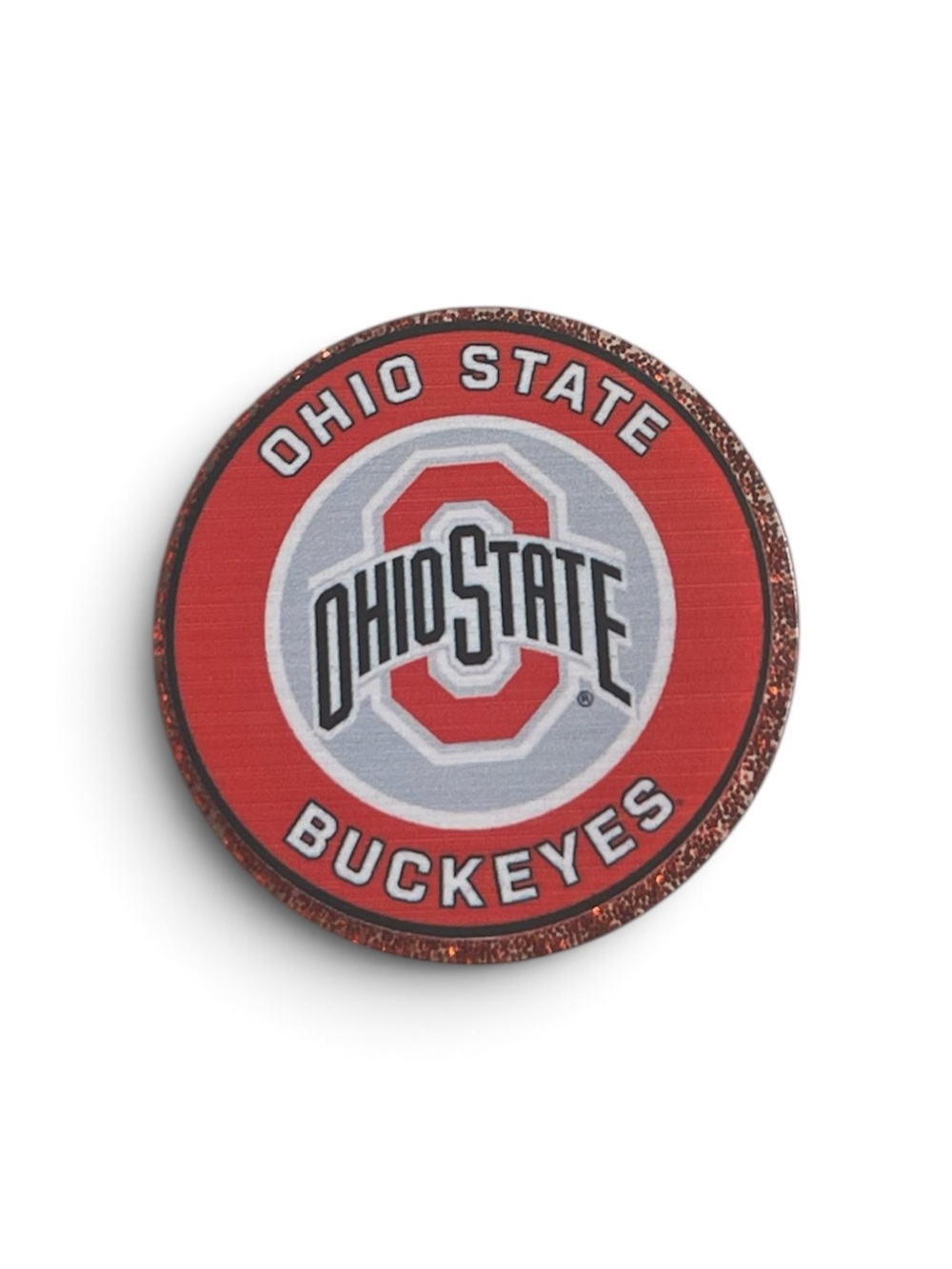 Ohio State Buckeyes Round Phone Grip Pin - Red Gray White